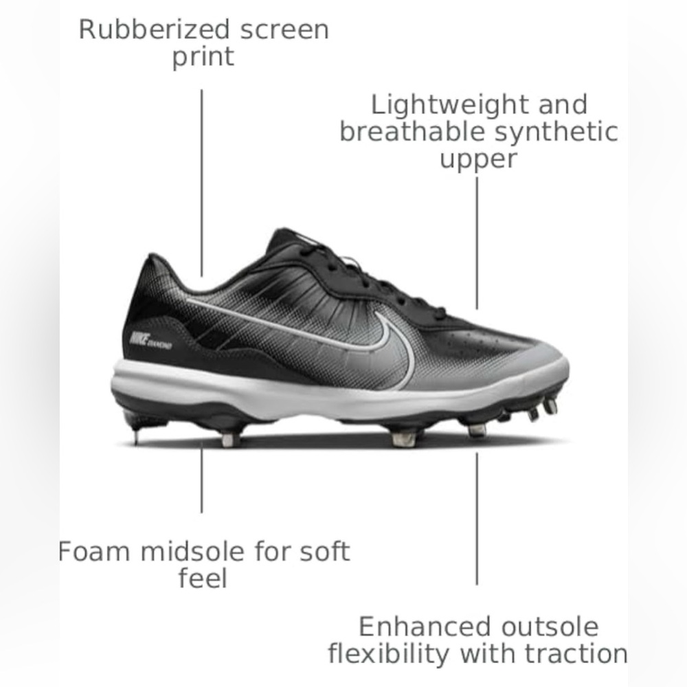 Nike Alpha Huarache Black and White Gradient Baseball Cleats. - Picture 6 of 6